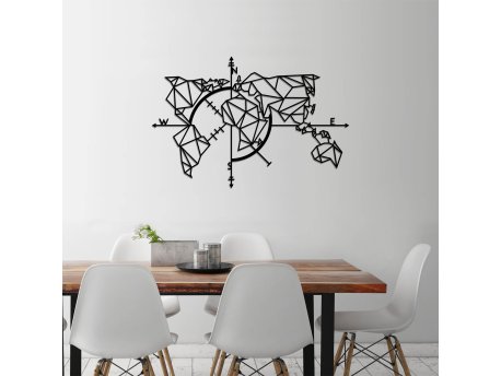 WALLXPERT Dekorativni metalni zidni dodatak World Map Metal Decor 2 Black