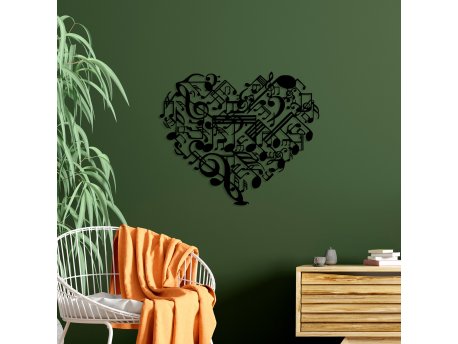 WALLXPERT Dekorativni metalni zidni dodatak Musical Heart