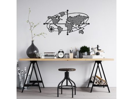 WALLXPERT Dekorativni metalni zidni dodatak World Map 1