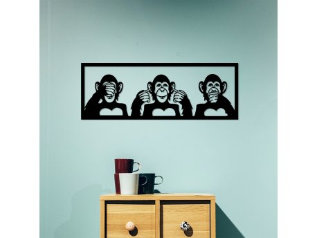 WALLXPERT Dekorativni metalni zidni dodatak Three Monkeys L