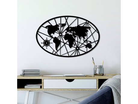 WALLXPERT Dekorativni metalni zidni dodatak World Map 8 M v2