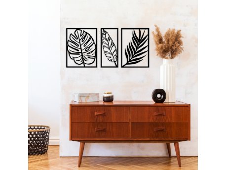 WALLXPERT Dekorativni metalni zidni dodatak Leaf 2 Black