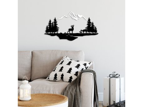 WALLXPERT Dekorativni metalni zidni dodatak Deer And Landscape 2