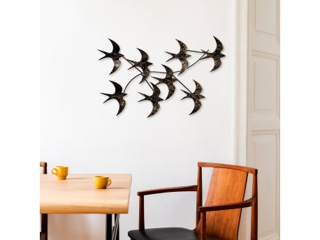 WALLXPERT Dekorativni metalni zidni dodatak Flying Birds 1