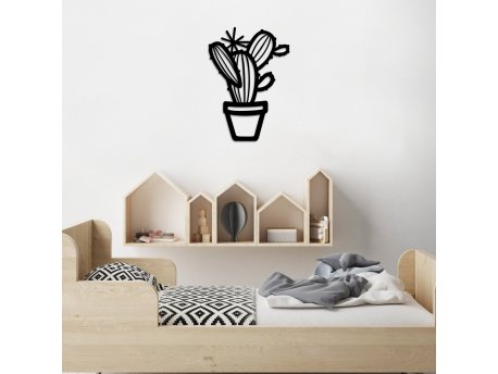 WALLXPERT Dekorativni metalni zidni dodatak Cactus Black