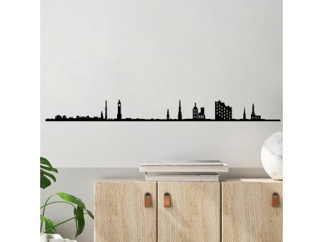 WALLXPERT Dekorativni metalni zidni dodatak Hamburg Skyline