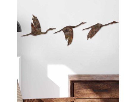 WALLXPERT Dekorativni metalni zidni dodatak Rusty Birds 1
