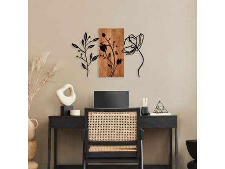 WALLXPERT Dekorativni drveni zidni dodatak Triple Flowers 383