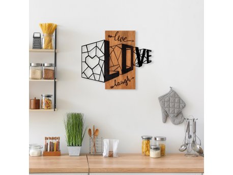 WALLXPERT Dekorativni drveni zidni dodatak Live Love Laugh 380