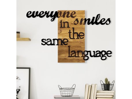 WALLXPERT Dekorativni drveni zidni dodatak Everyone Smiles in The Same Language