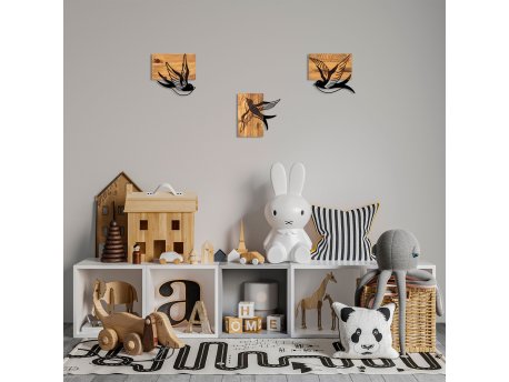 WALLXPERT Dekorativni drveni zidni dodatak Free Birds 333