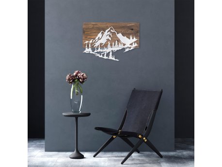 WALLXPERT Dekorativni drveni zidni dodatak Mountain v2 Silver