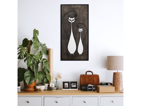 WALLXPERT Dekorativni drveni zidni dodatak Cat Family