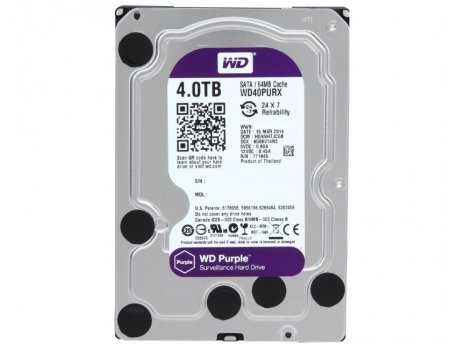 WESTERN DIGITAL 4TB 3.5'' SATA III 64MB IntelliPower WD40PURX Purple