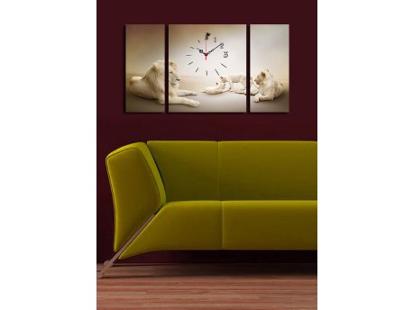 WALLXPERT Dekorativni zidni sat od platna (3 komada) 3P204045CS 18