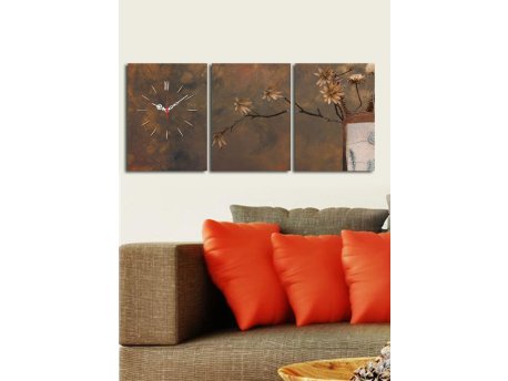 WALLXPERT Dekorativni zidni sat od platna (3 komada) 3P3040CS 56