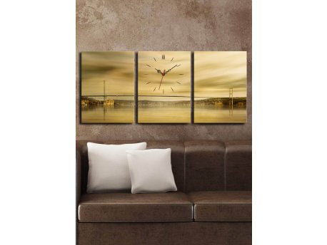 WALLXPERT Dekorativni zidni sat od platna (3 komada) 3P3040CS 34