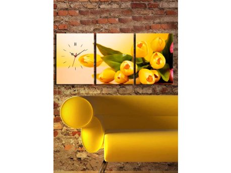 WALLXPERT Dekorativni zidni sat od platna (3 komada) 3P3040CS 45