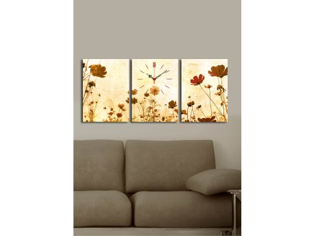 WALLXPERT Dekorativni zidni sat od platna (3 komada) 3P3040CS 55