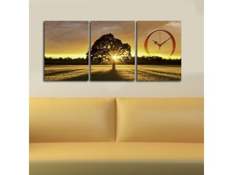 WALLXPERT Dekorativni zidni sat od platna (3 komada) 3P3040CS 77