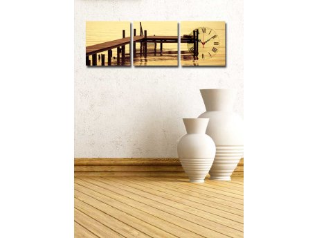 WALLXPERT Dekorativni zidni sat od platna (3 komada) 3P2828CS 16