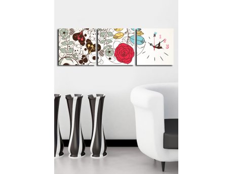 WALLXPERT Dekorativni zidni sat od platna (3 komada) 3P2828CS 4