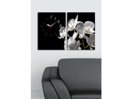 WALLXPERT Dekorativni zidni sat od platna (2 komada) 2P3040CSMOR 2