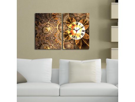 WALLXPERT Dekorativni zidni sat od platna (2 komada) 2P3040CS 155