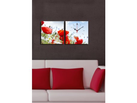 WALLXPERT Dekorativni zidni sat od platna (2 komada) 2P2828CS 15