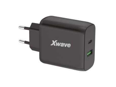 Xwave GaN65W-AC GaN ultrabrzi punjač 65W USB-A + USB-C crni