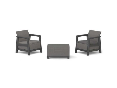 KETER Scandi Linea Baštenska garnitura sa box stolom grafit