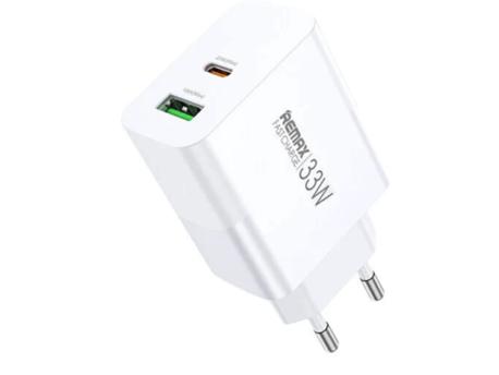 REMAX Strujni Fast punjač Kiddy 1xUSB 3.0 + 1xUSB-C 33W RP-U122, beli