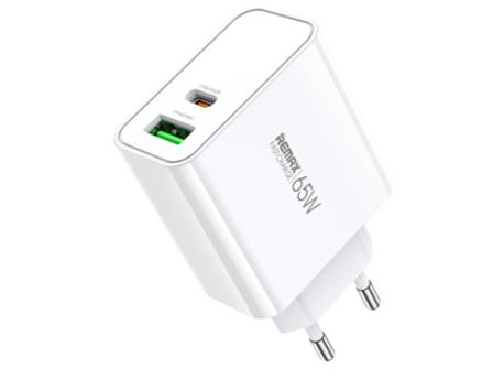 REMAX Strujni Fast punjač Kiddy 1xUSB 3.0 + 1xUSB-C 65W RP-U125, beli