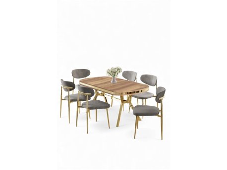 HANAH HOME Set trpezarijskog stola i stolica (7 delova) Olya Hrast Gold Grey
