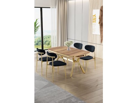 HANAH HOME Set trpezarijskog stola i stolica (5 delova) Olya Hrast Gold Anthracite