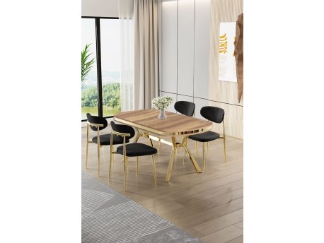 HANAH HOME Set trpezarijskog stola i stolica (5 delova) Olya Hrast Gold Black