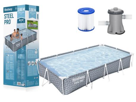 BESTWAY Bazen sa metalnom konstrukcijom i filter pumpom 366x201x66cm Steel pro