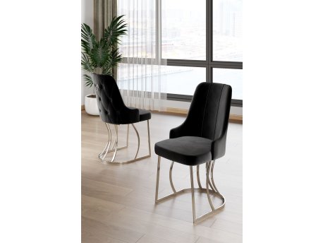 HANAH HOME Set stolica (6 delova) Puva Black Chrome