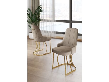 HANAH HOME Set stolica (6 delova) Puva Cappuccino Gold