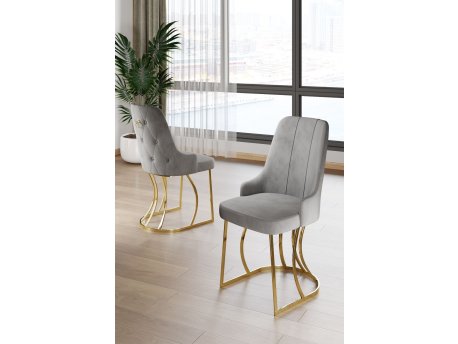 HANAH HOME Set stolica (6 delova) Puva Grey Gold