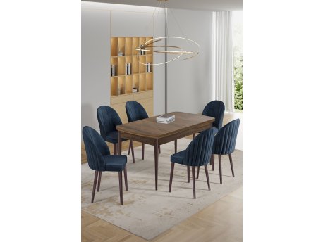 HANAH HOME Rasklopivi trpezarijski sto i stolice (7 delova) Enya Baroque Anthracite