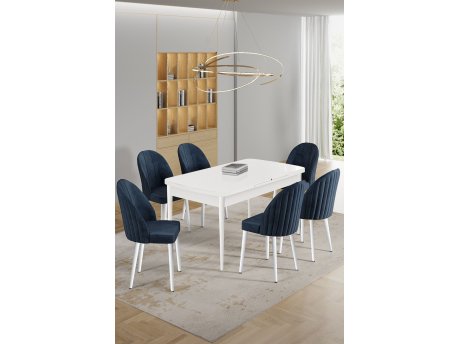 HANAH HOME Rasklopivi trpezarijski sto i stolice (7 delova) Enya White Anthracite