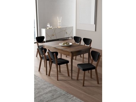 HANAH HOME Rasklopivi trpezarijski sto i stolice (7 delova) Exve Baroque Black