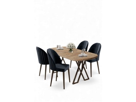HANAH HOME Set trpezarijskog stola i stolica (5 delova) Kaye Atlantic Pine Anthracite