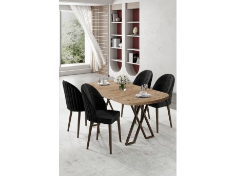 HANAH HOME Set trpezarijskog stola i stolica (5 delova) Kaye Atlantic Pine Black