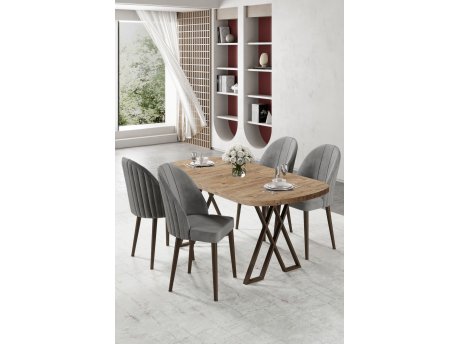 HANAH HOME Set trpezarijskog stola i stolica (5 delova) Kaye Atlantic Pine Grey