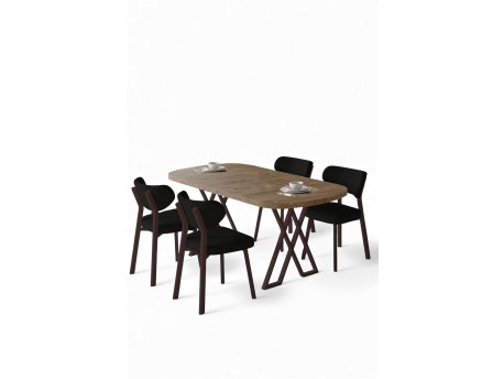 HANAH HOME Set trpezarijskog stola i stolica (5 delova) Axton Atlantic Pine Black