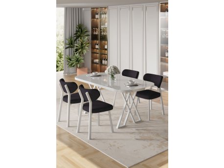 HANAH HOME Set trpezarijskog stola i stolica (5 delova) Axton White Anthracite