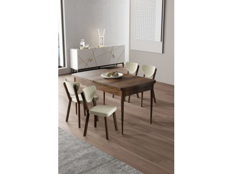 HANAH HOME Rasklopivi trpezarijski sto i stolice (5 delova) Exve Baroque Cream