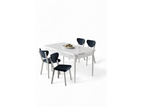 HANAH HOME Rasklopivi trpezarijski sto i stolice (5 delova) Exve White Anthracite